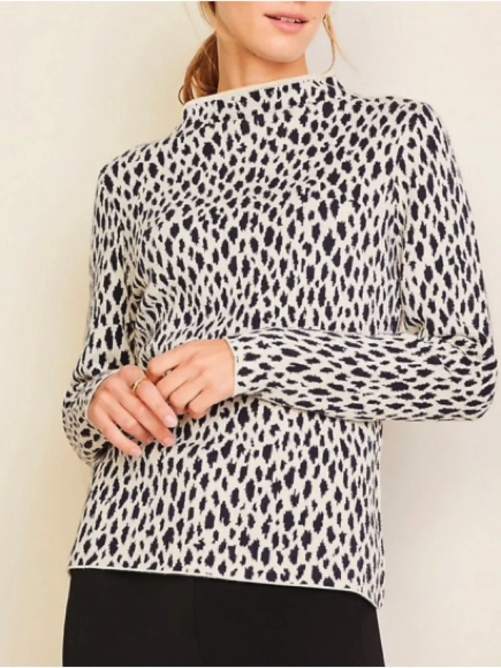 Ann Taylor funnel neck cheetah sweater